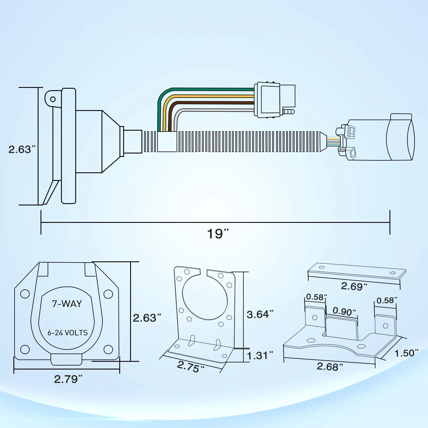 For Chevy Silverado 1500 2500 7 Way Trailer Wiring Harness 4 Way Flat Plug Kit