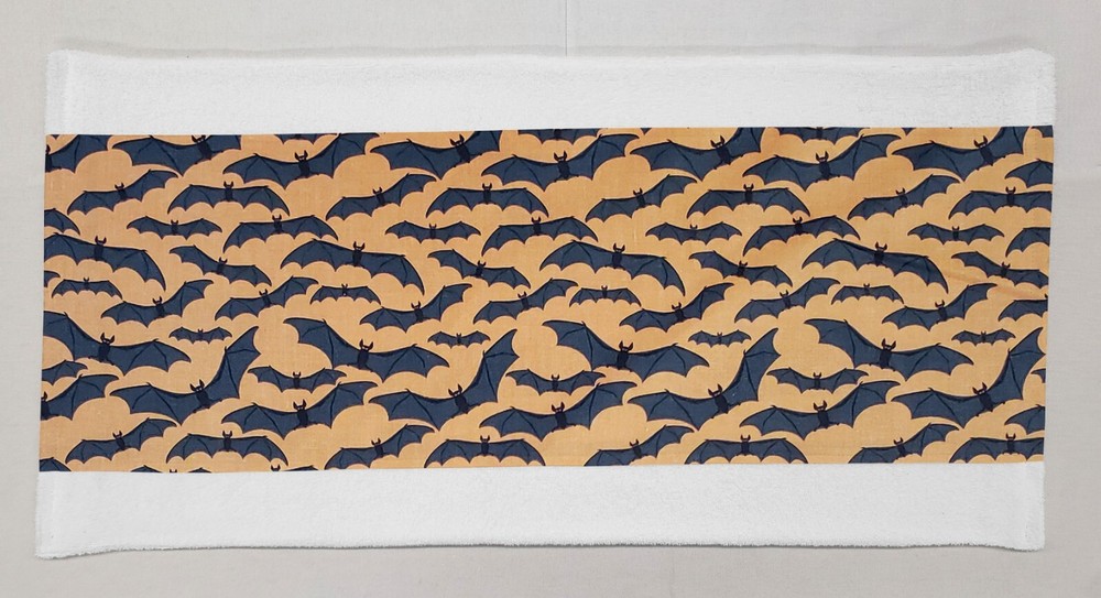 Halloween Bats on White Terrycloth Bathmat