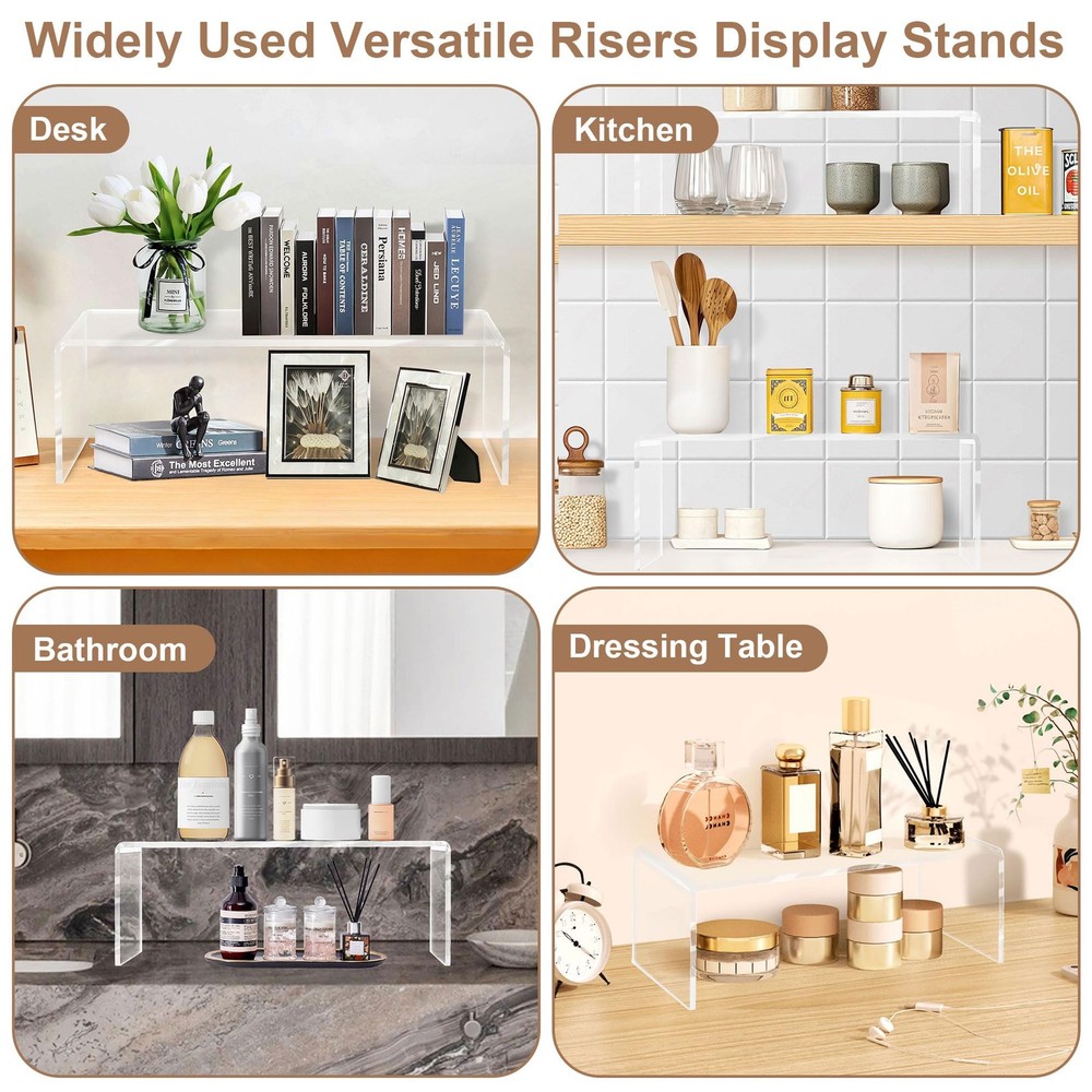 4 Pcs Large Clear Acrylic Risers, 13''x 4.5''x 6'' Thickened Rectangular Cupc...