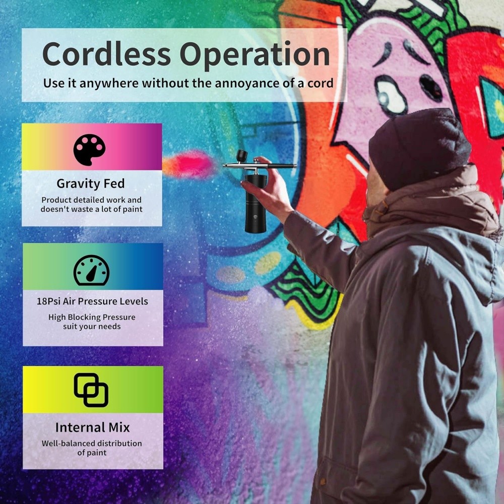 Portable Air Compressor Kit Airbrush Paint Spray Gun Nail Art Tattoo Airbrush US