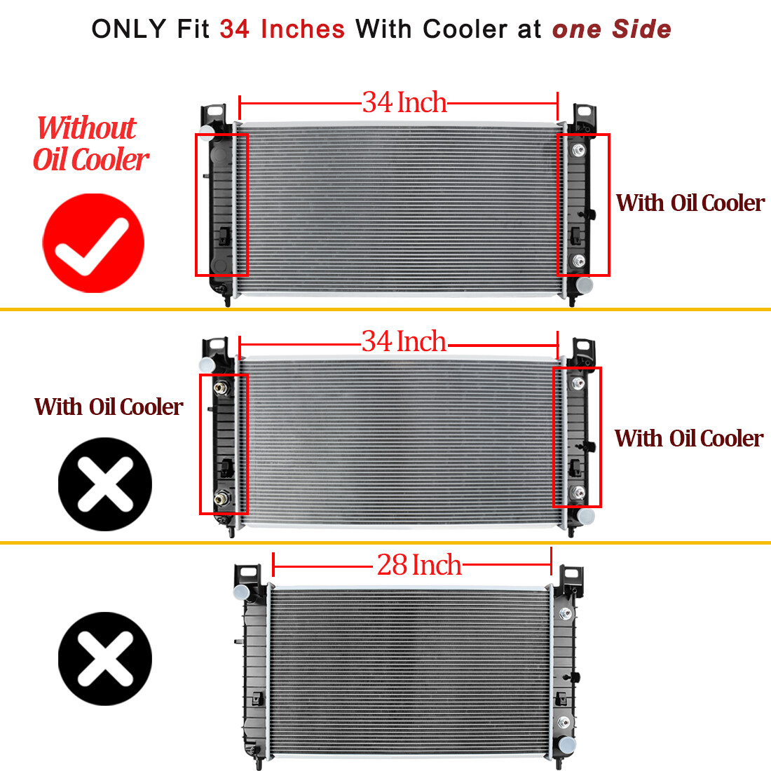 34'' Radiator for Chevy Silverado 1500 GMC Yukon Cadillac Escalade 4.8 5.3L 6.0L