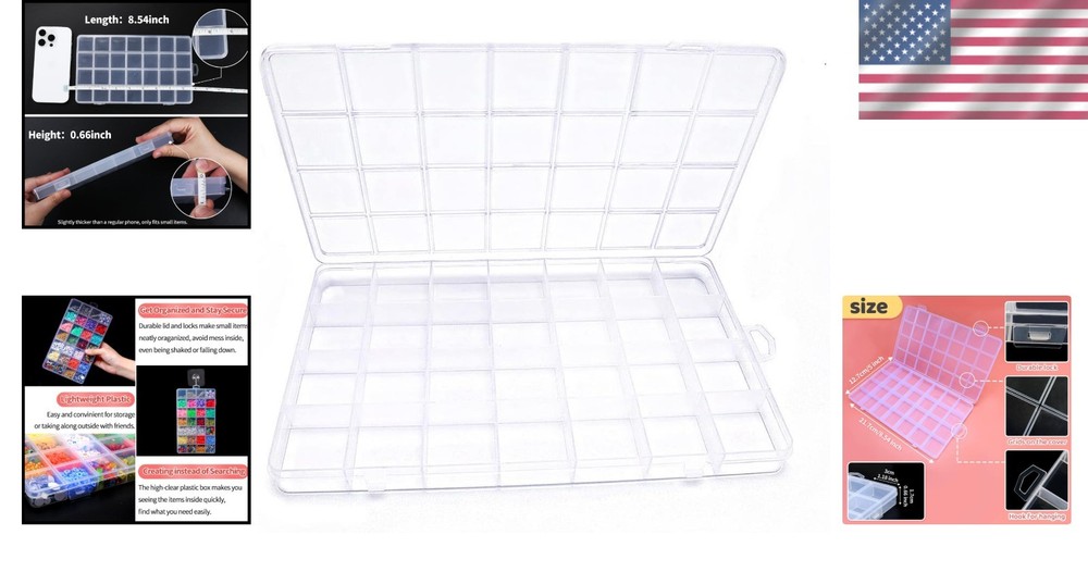 Durable 28-Compartment Bead Storage Box - Lightweight & Stylish Organizer