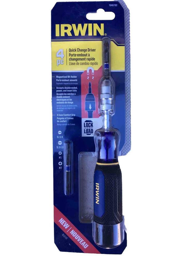 Irwin 4 pcs. Quick change Driver Screwdriver Lock n Load