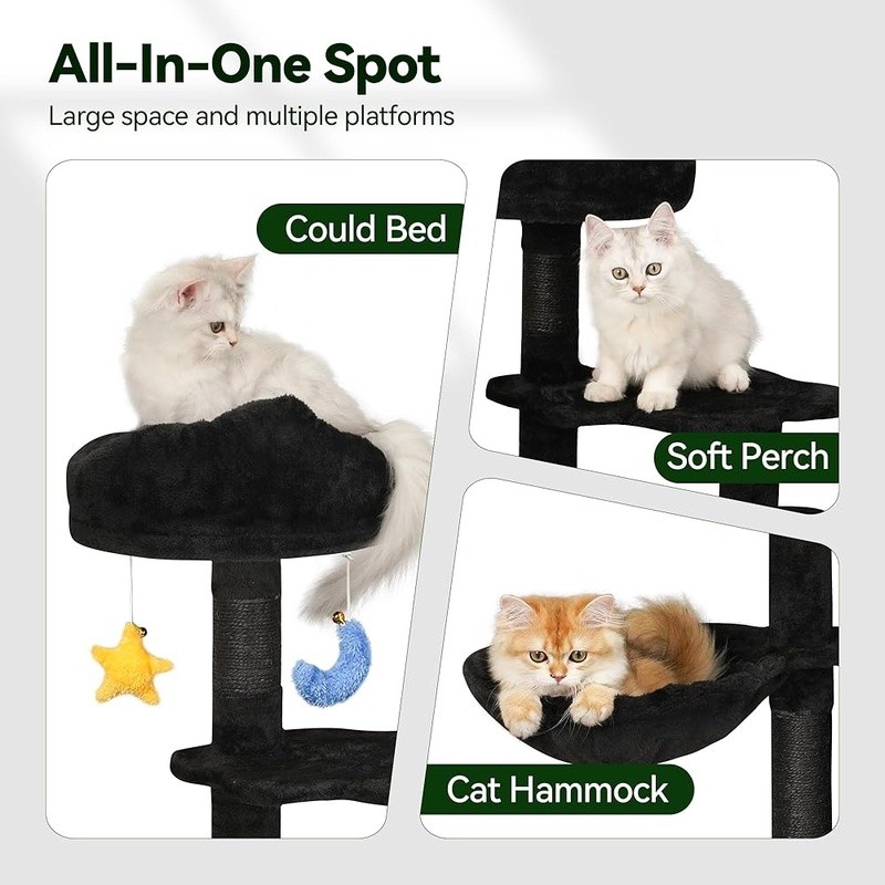 Unique Cloud Cat Tree Multi-Level Cat Tower W/ Scratching Posts & Condo New