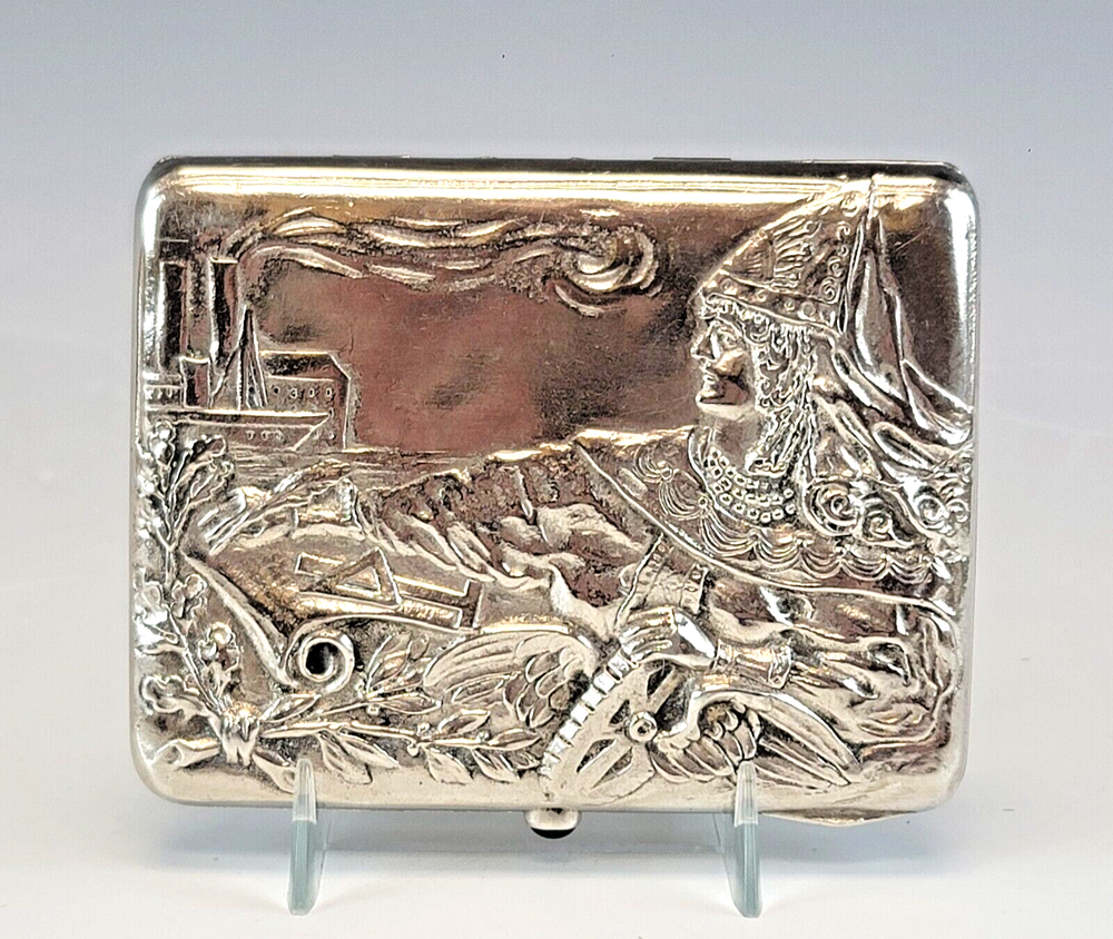 Large 19C Russian Silver Cast Cigarette Case