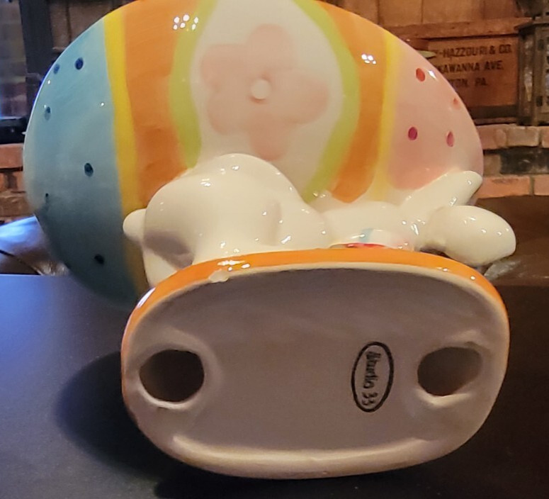 Studio 33 Pedestal Dish - Easter Bunny Holding Egg