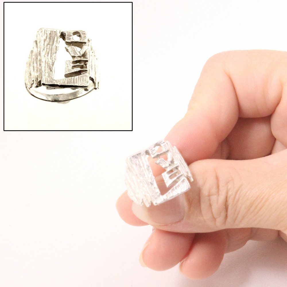 Sterling Silver Handmade Love Solitaire Ring