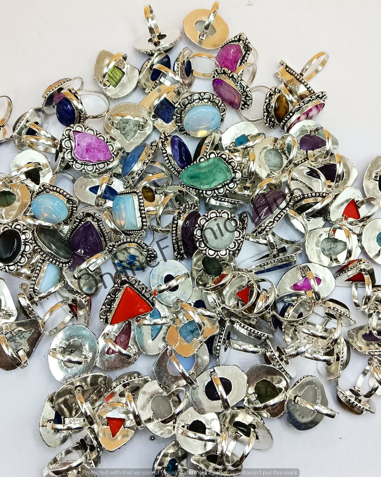 BULK SALE ! Mix Gemstone Rings Wholesale Lot 5Pc 925 Sterling Silver Plated Ring