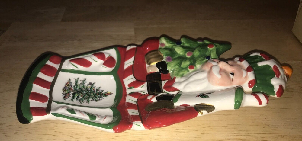 CHRISTMAS TREE SPODE SANTA NUTCRACKER PEPPERMINT SMALL DISH 10" X 5.25"
