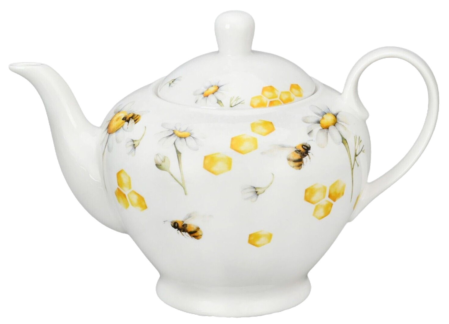 STPGOODS Honey Bee Porcelain Teapot in Gift Box Ceramic Tea Pot 1.3 qt Pot