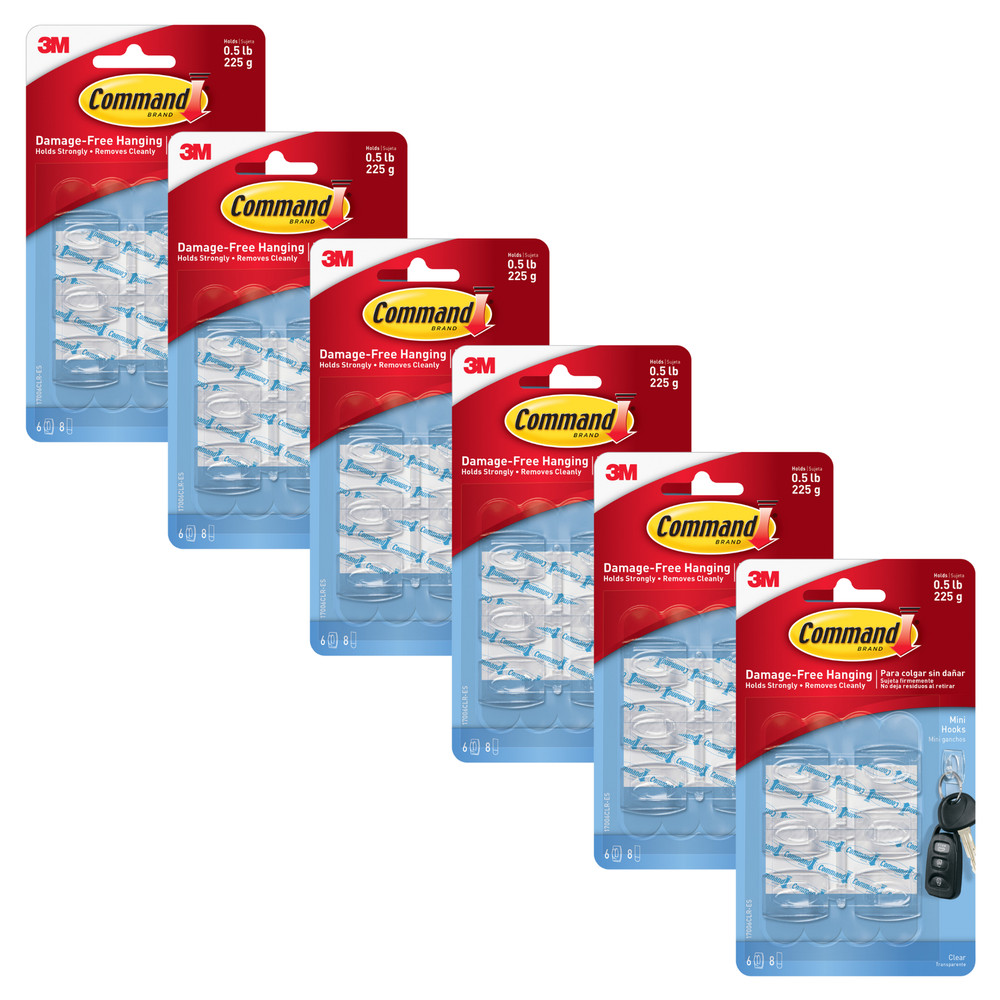 Command Clear Mini Hooks [Removable]: (Clear) [36 Hooks]