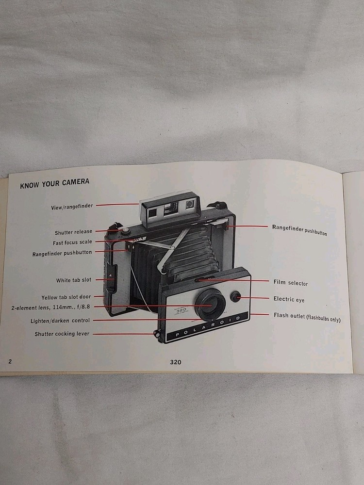 Polaroid 320 Land Camera with Strap, Cold-Clip, User Manual - Untested