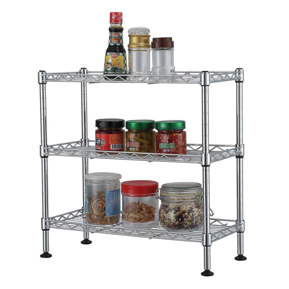 18"x8"x18" 3 Layer Wire Shelving Rack Adjustable Shelf Storage Unit for Kitchen