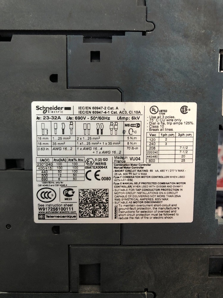 Schneider Manual Motor Starter GV3P 32