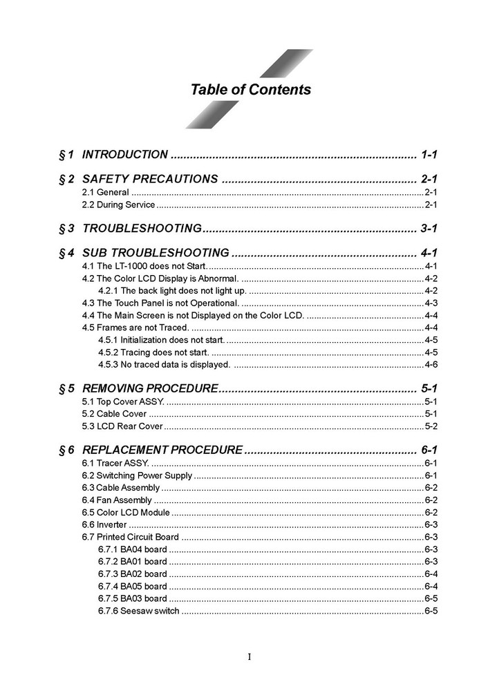 Santinelli Nidek LT 1000 Technical Service Manual