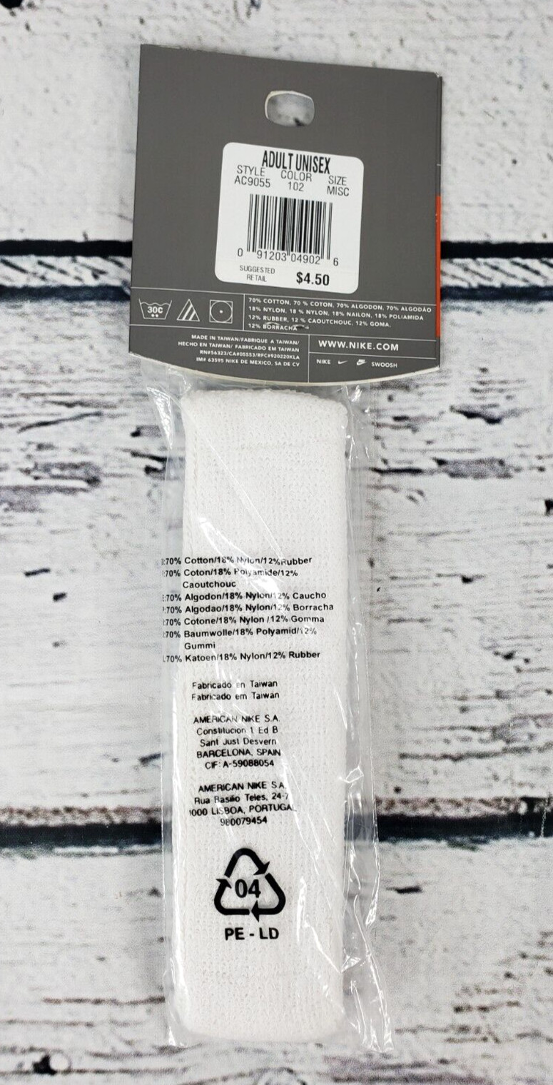 Vintage Nike Swoosh White w/Black & Blue Swoosh Headband - New