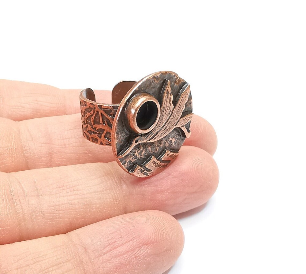 Bird Ring Blank Setting, Cabochon Mounting, Adjustable Resin Base, Inlay Ring