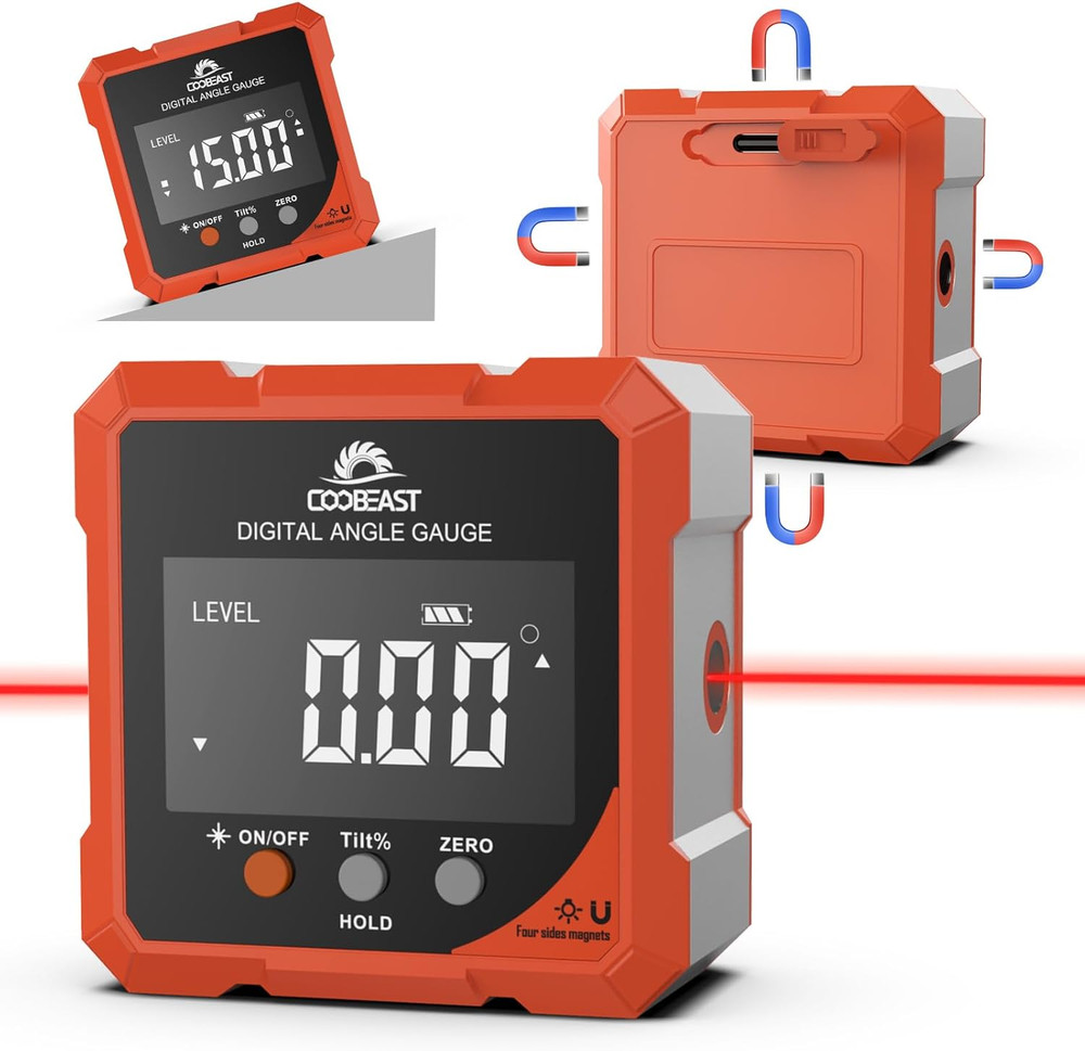 Digital Angle Finder Magnetic, Rechargeable Digital Angle Gauge, Mini Protractor