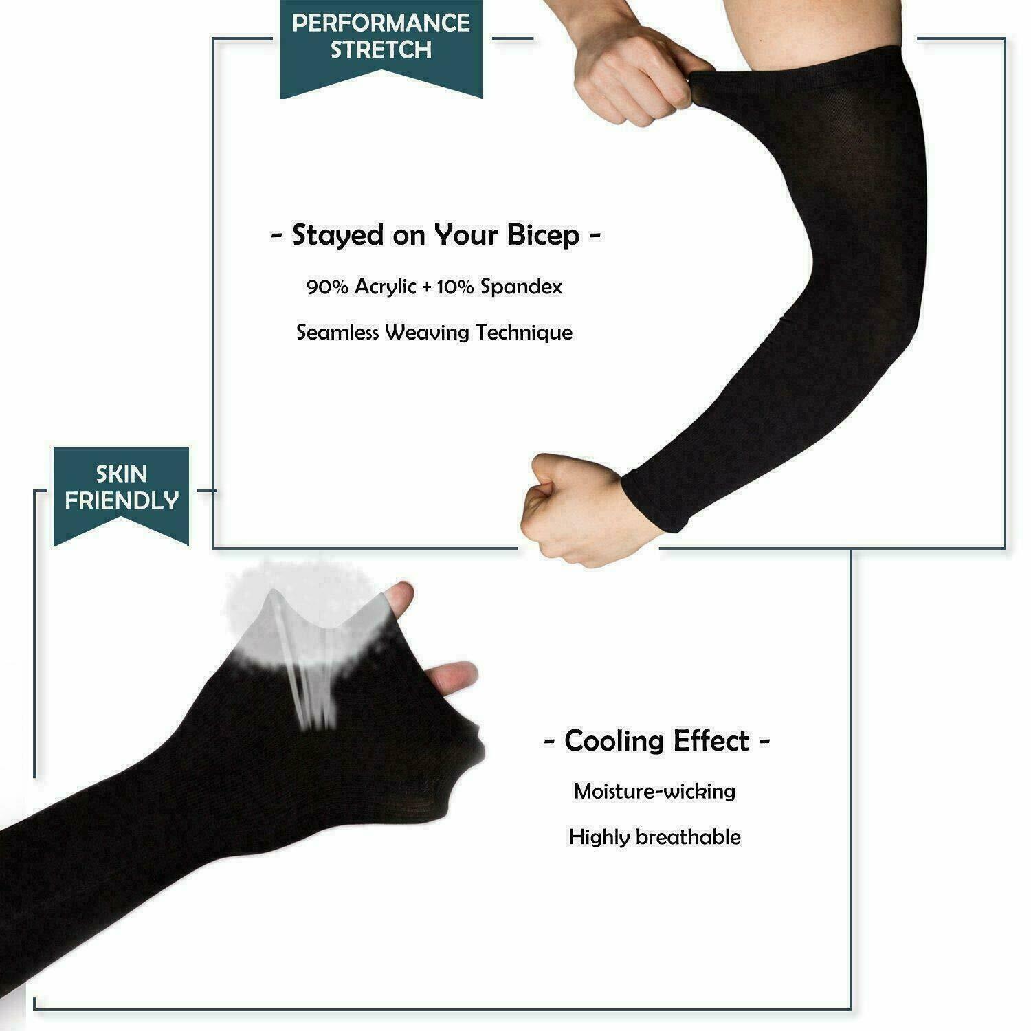 Cooling Sleeves Sun UV Protection Arm Sleeves Arm Cover Sleeve for Men Women US