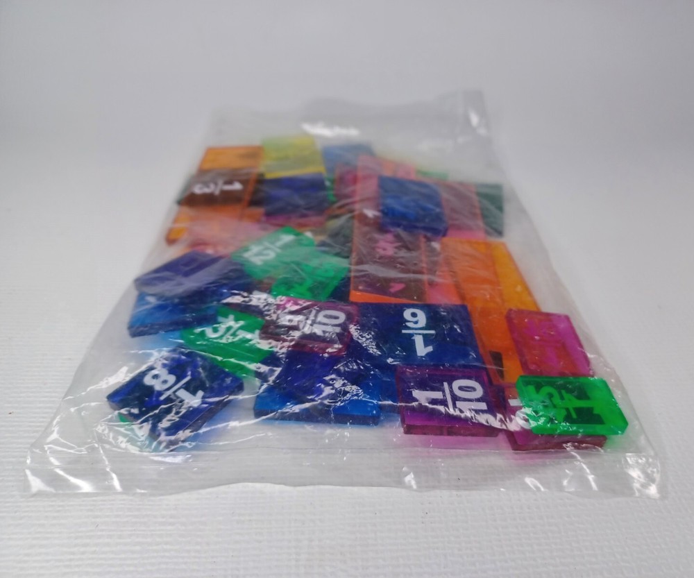 Fraction Tiles Clear Multicolor Plastic Math Homeschool
