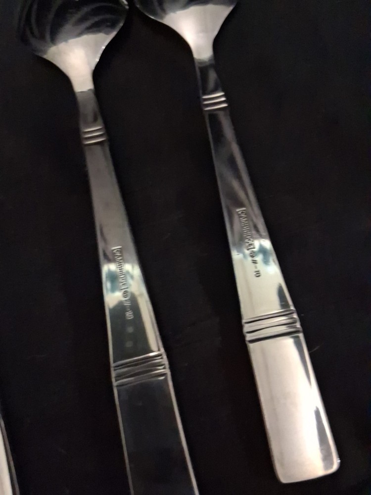 58 Pc Set Cambridge Braylen Mirror Stainless Bands Flatware Silverware