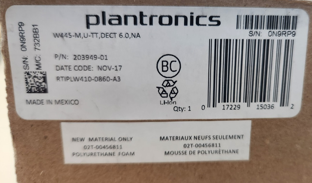 Plantronics Savi 445 Wireless Headset System Model W445-M