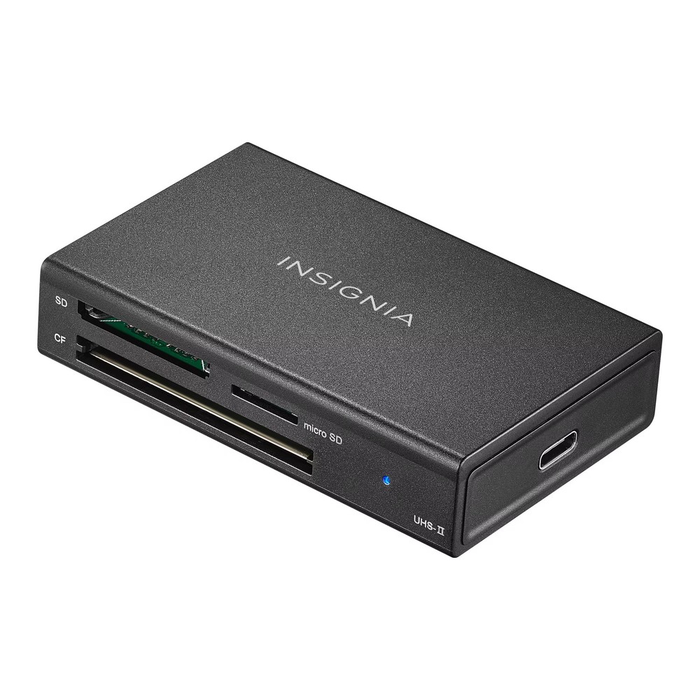 Insignia- USB-C to SD, microSD and CompactFlash Memory Card Reader - Black