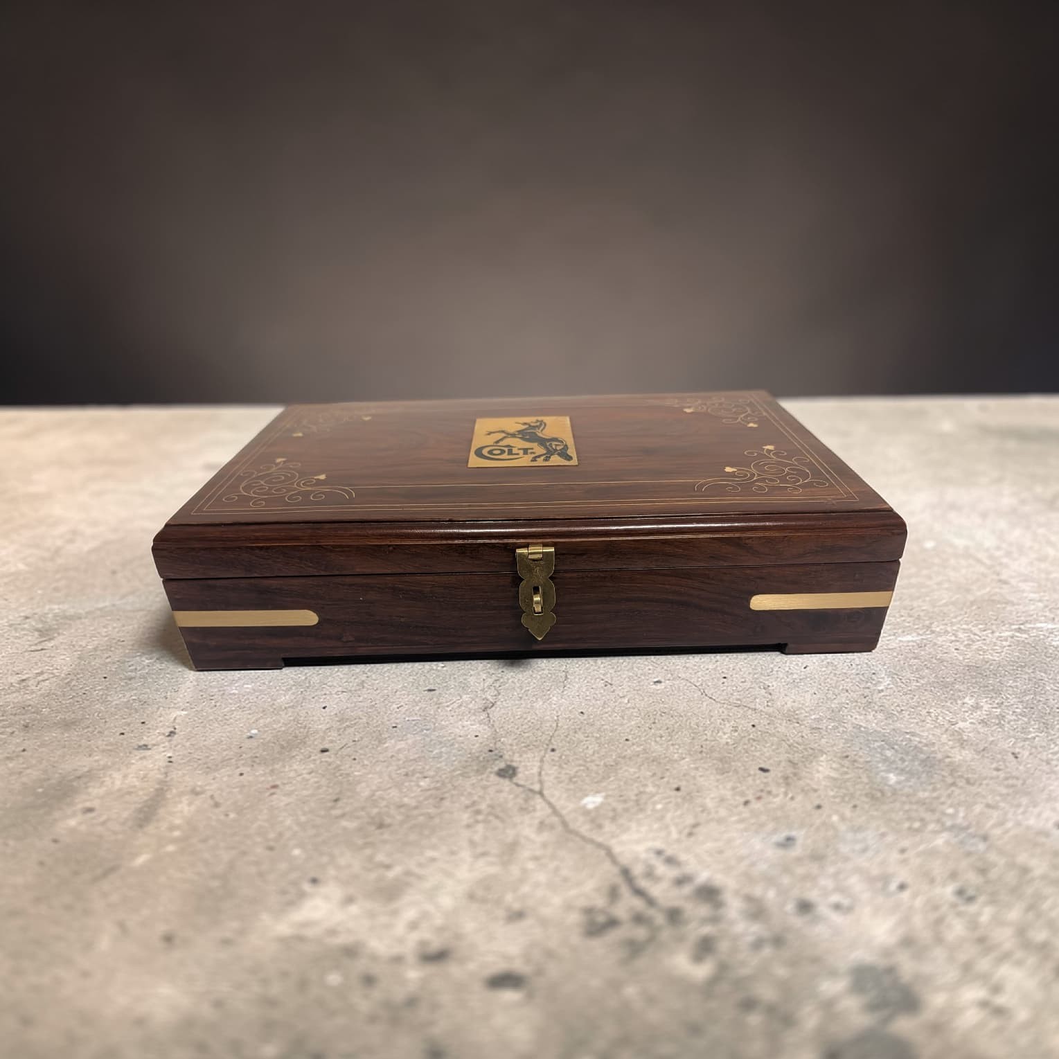 Colt Army Wood Red Velvet Lined Storage Case – Handmade Indian Rosewood/Sheesham