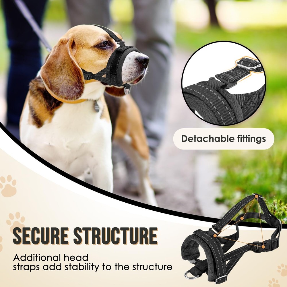 Soft Dog Muzzle, Adjustable Padded Nylon Muzzle for Large Medium Dogs Anti Ch...