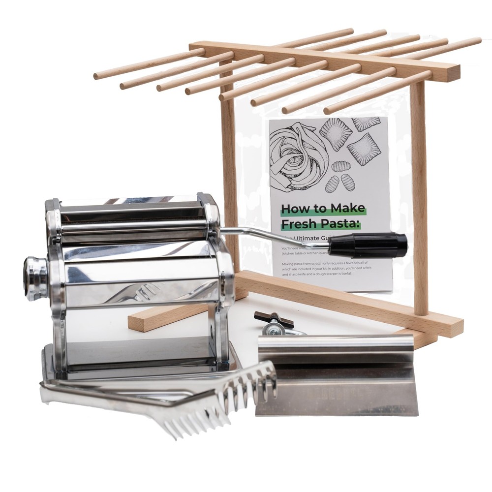 Stainless Steel Pasta Machine with Drying Rack and Tools
