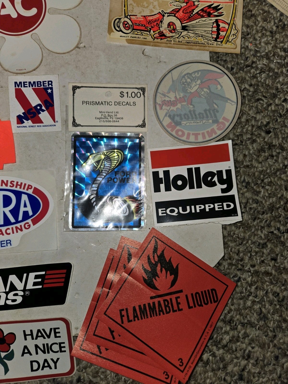 43 Vintage 80s/90s Racing Stickers,Decals,Crane,Ford Power,Stud Oil,Holley,STP