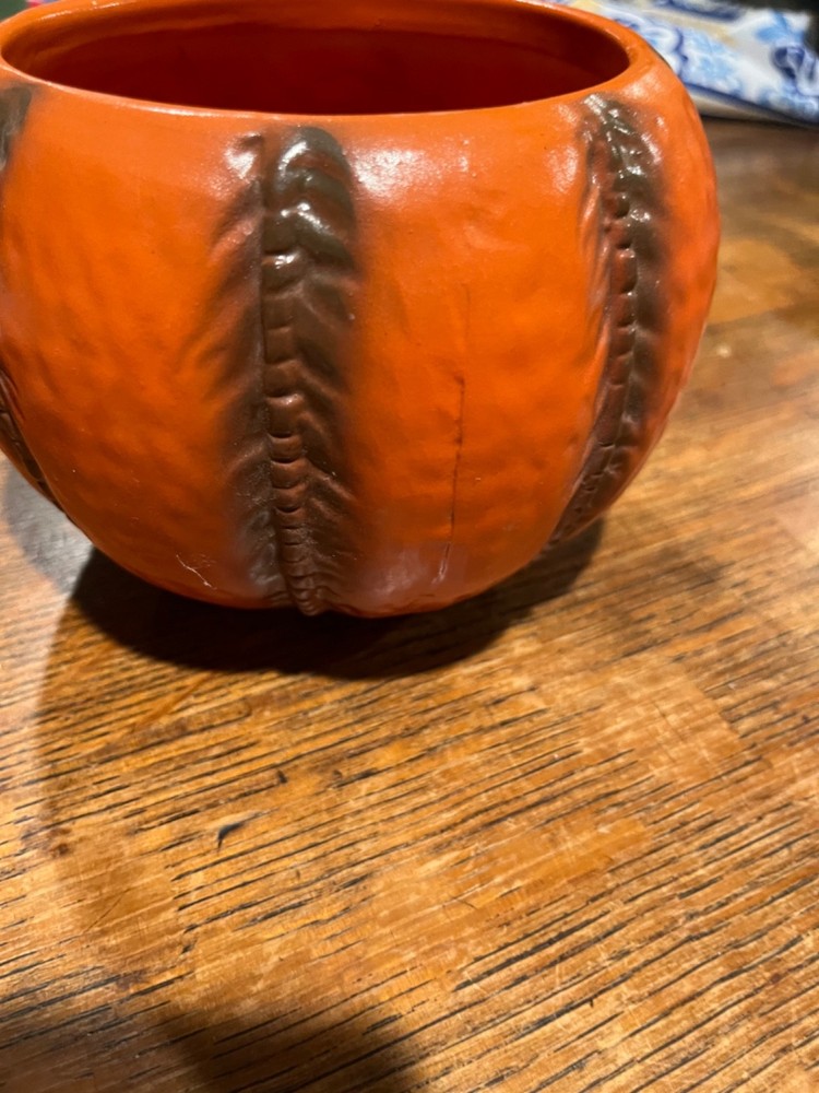 ceramic Jack-o'-lantern planter