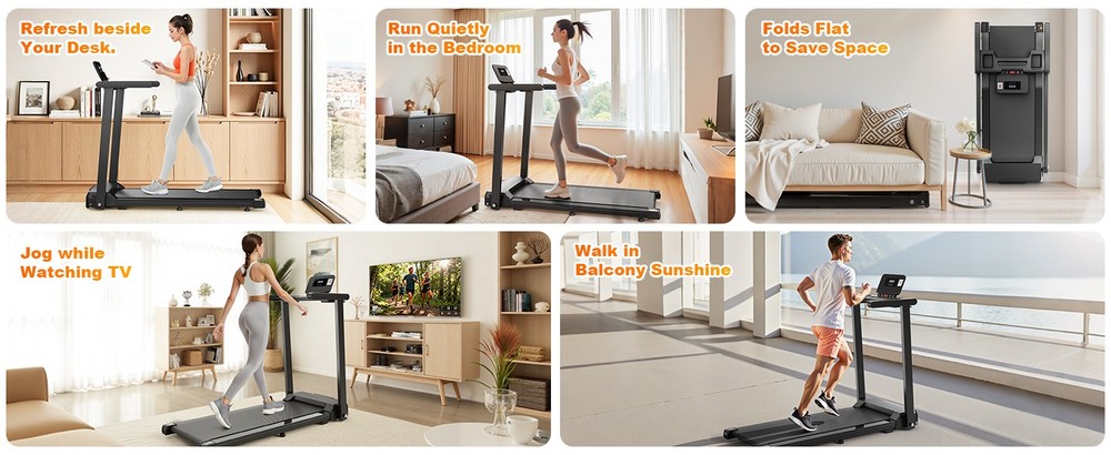 Foldable Under-Desk Treadmill For Home Use Remote-Controlled With LED Display