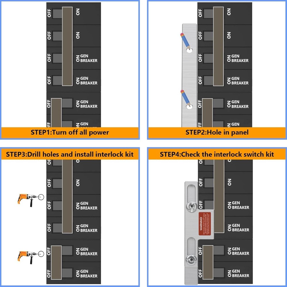 Generator Interlock Kit,Electrical Interlocking Panel Compatible with Square D H