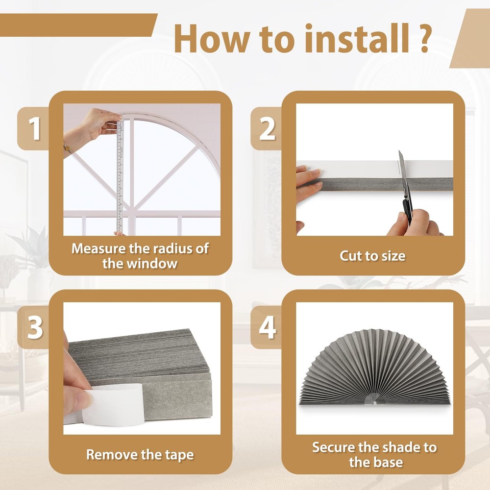 Zipcase 2 Pack Arch Window Shade, Light Filtering Fabric 2 Pack, Grey