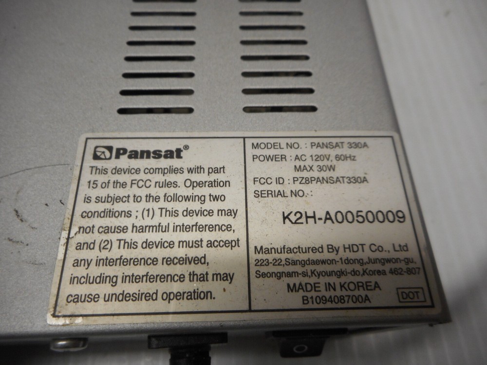 Pansat Satellite Reciever Box Model 330A No Remote