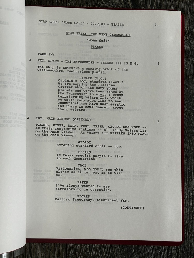 STAR TREK Script The Next Generation Home Soil 3rd Revised Final Draft Dec 1987