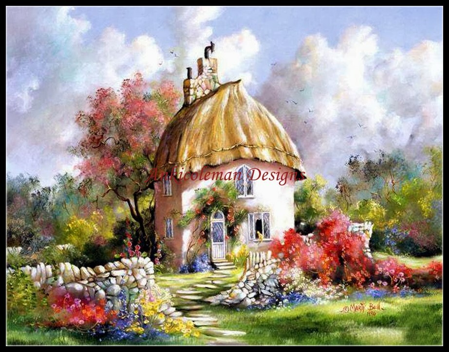 Chart Needlework Embroidery DIY Counted Cross Stitch Patterns - Rural Cottage