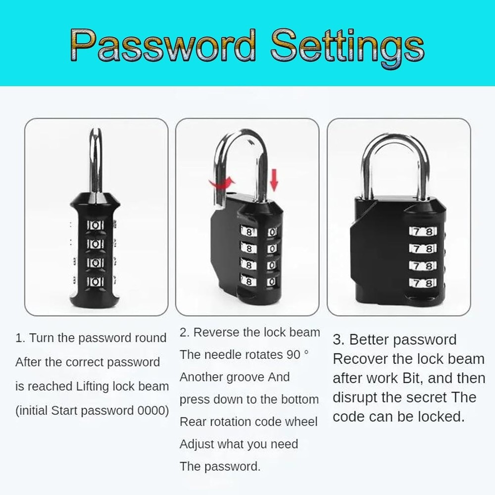 Resettable Portable Combination Padlock - Versatile Security for Outdoor Storage