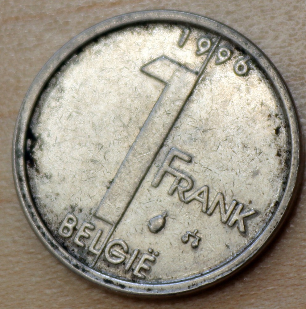 1996 Belgium 1 Franc Dutch text