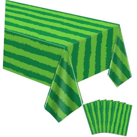 Pack Watermelon Rind Tablecloth Green Melon Rectangle Table Cloth Melon Party 6