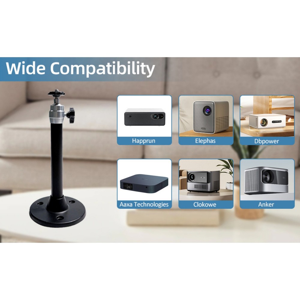 Black Universal Mount for Mini Projector and Digital Camera with 3 Adapters