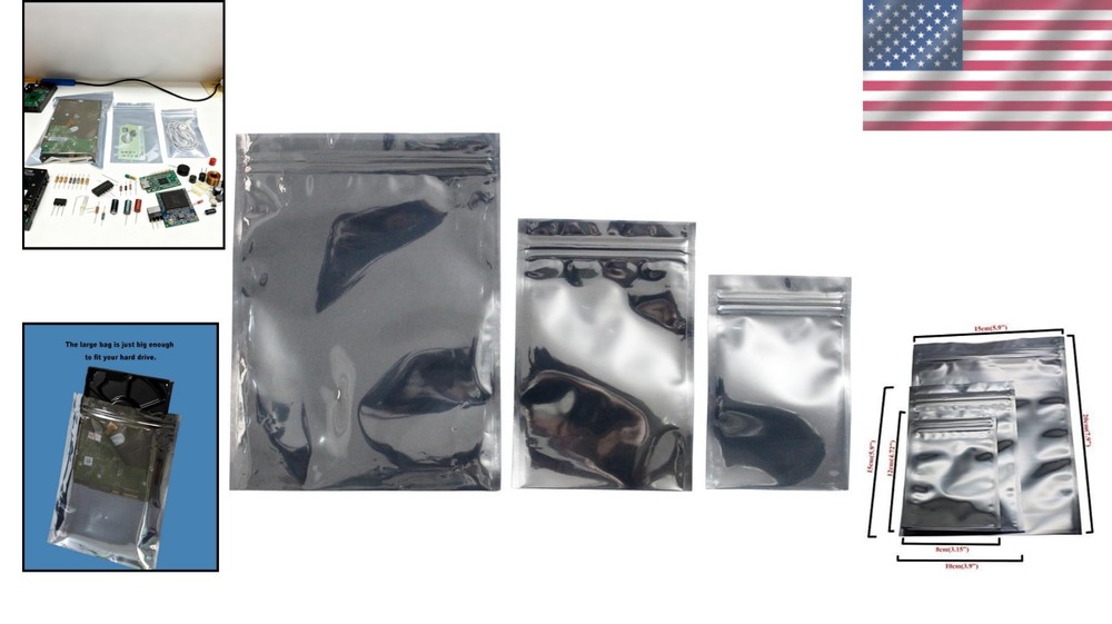 75 Pcs ESD Anti-Static Bag Variety Pack - 3 Sizes for Electronic Components