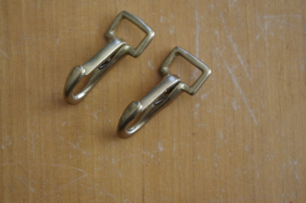 1/2" solid brass bridle snaps pair new