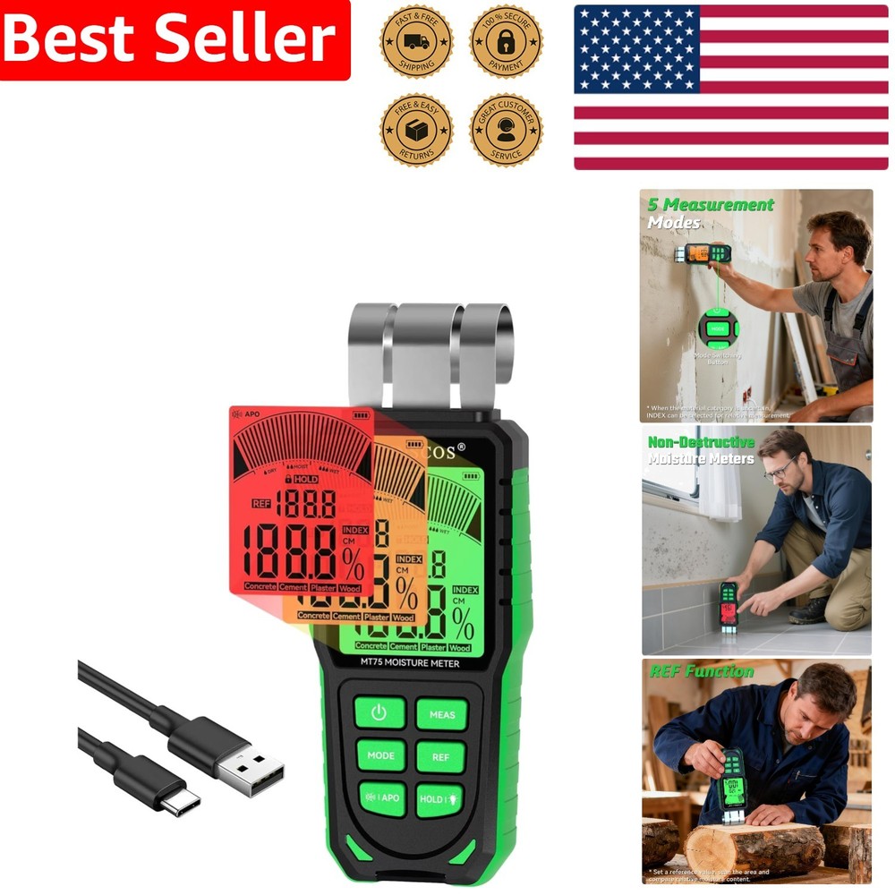 Professional Moisture Detector with Backlit LCD & REF Mode for Reliable Readings
