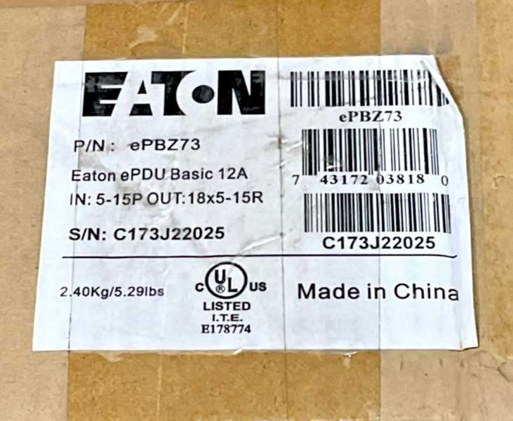 Eaton Basic Electrical Power Distribution Unit Rack EPBZ73 ✅❤️️✅❤️️✅ NEW!
