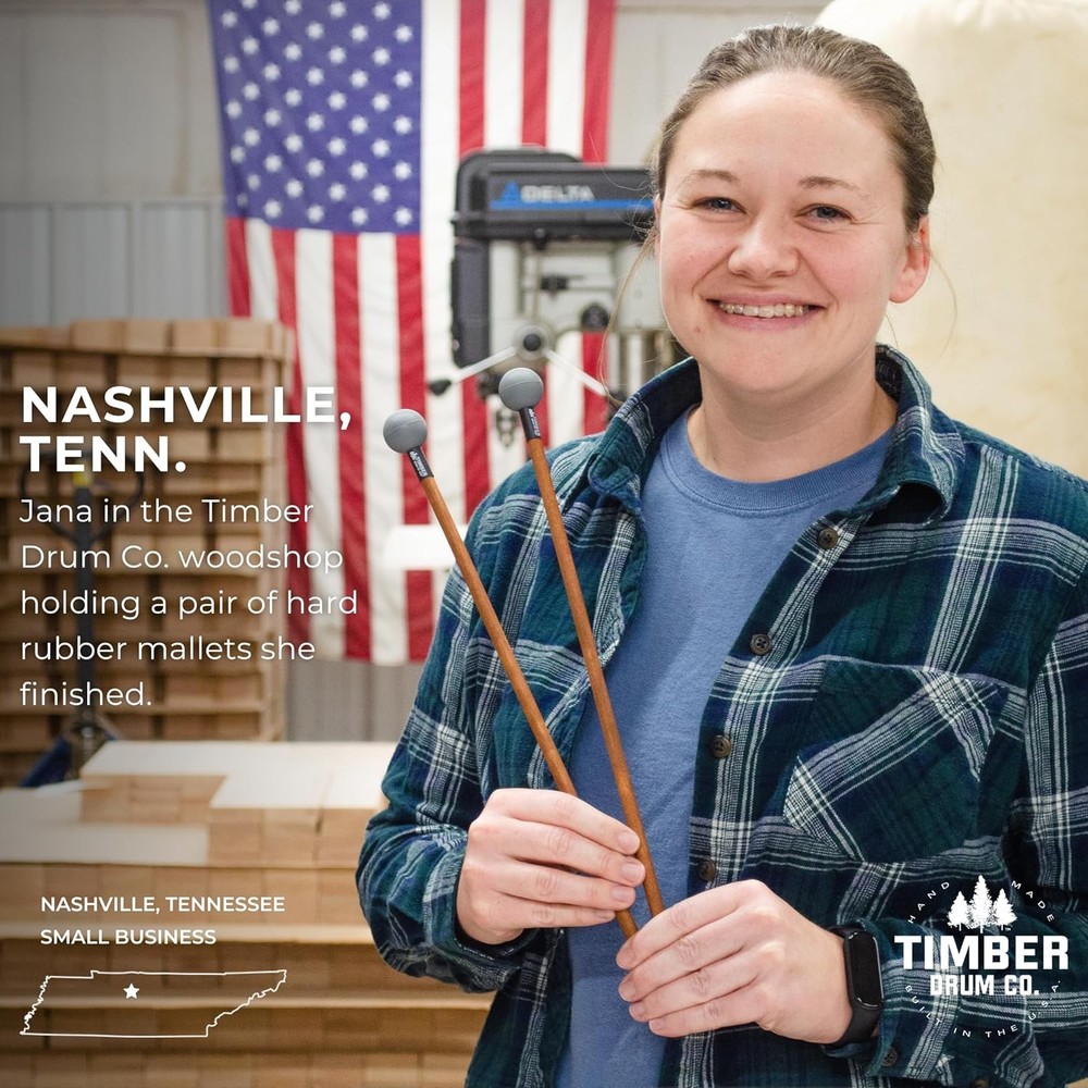 Timber Drum Co. Percussion Mallets — U.S.A. ASSEMBLED — Single Pair, Gray