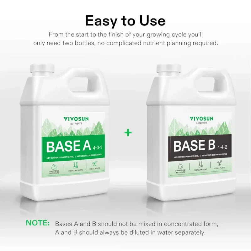 VIVOSUN Nutrients Base A & B Bundle, Liquid Fertilizer Supports Vegetative