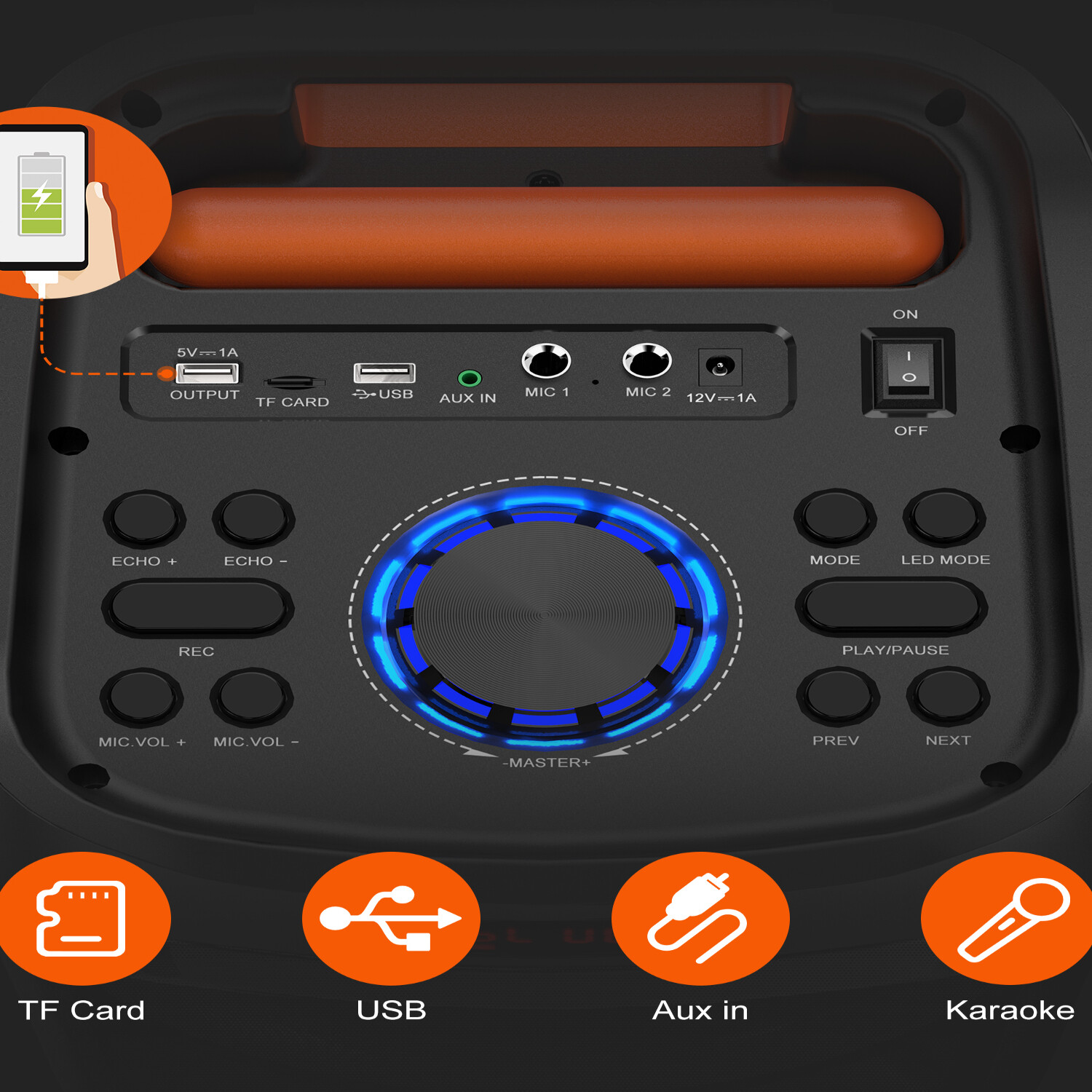 JYX Large Karaoke Machine for Adult + 2 Mic Bluetooth Party Speaker with Wheels