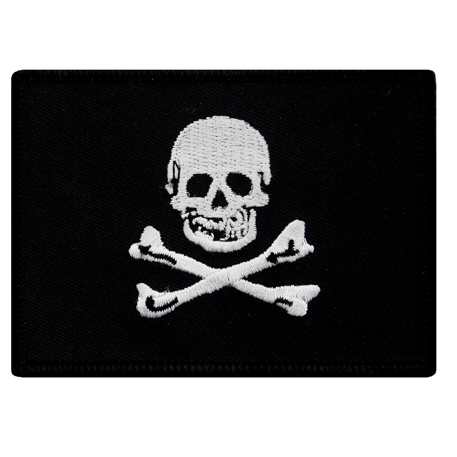 PIRATE FLAG PATCH JOLLY ROGER Skull Crossbones embroidered iron-on BLACK FLAG
